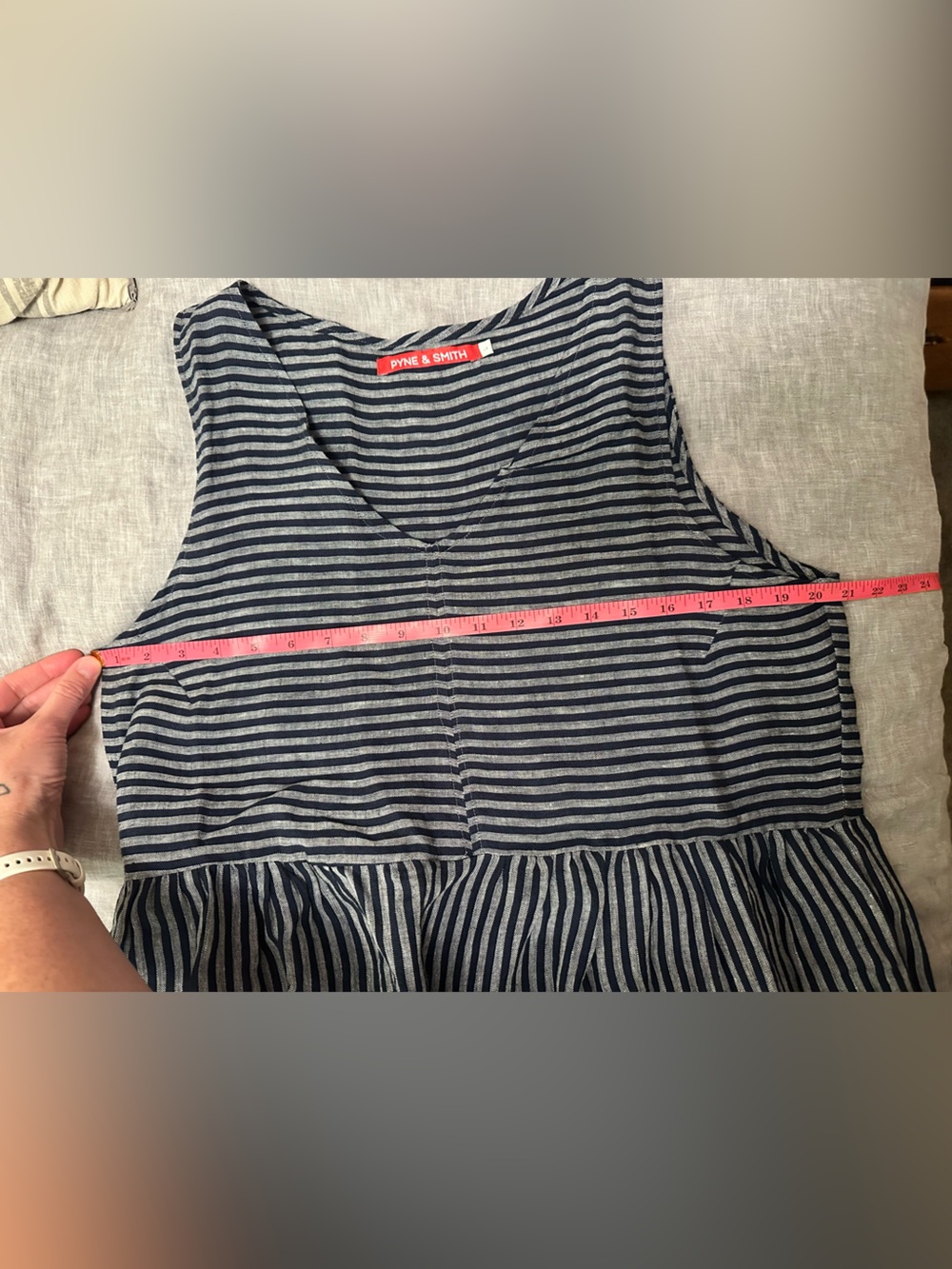 Pyne & Smith Navy and White Striped Linen Maxi Dress No. 21 - Picture 4 of 8